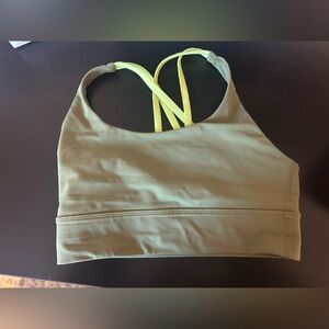 Green bra with yellow straps